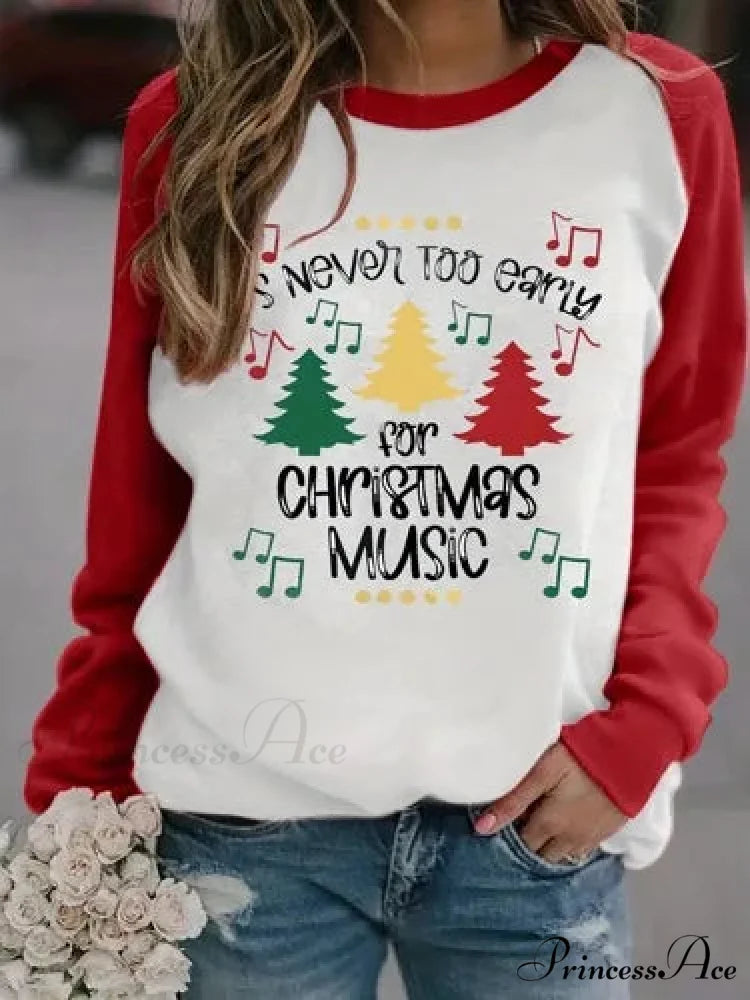 Plus Size Themed Casual Printed Long Sleeve Christmas Hoodie