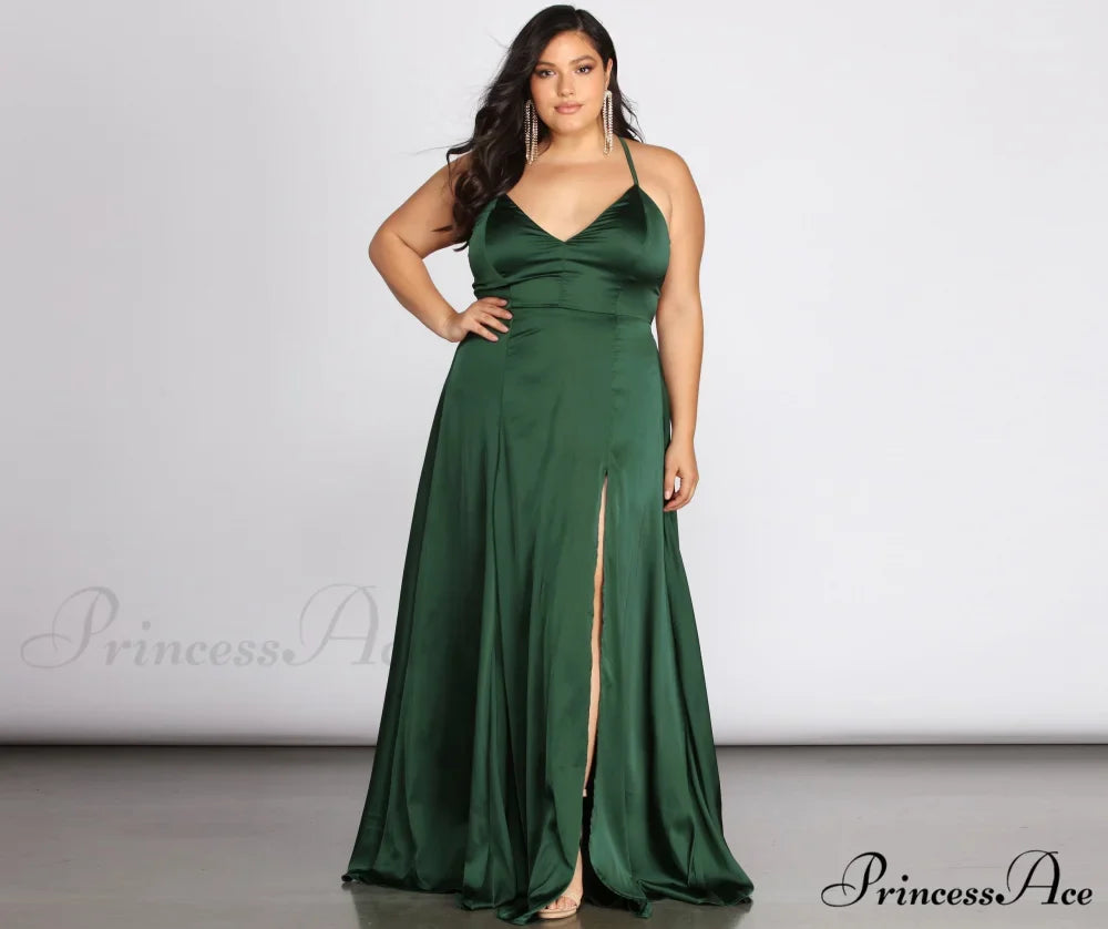Plus Vera Satin Charming Lace Up Formal Dress