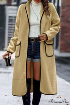 Plush Cardigan with Lapel Pocket