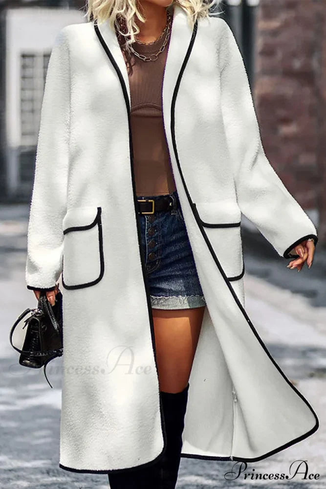 Plush Cardigan with Lapel Pocket