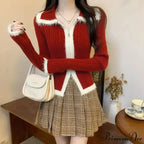 Plush Knitted Slim-fit Zipper Cardigan