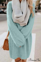 Plush Long Sleeve Crew Neck Dress