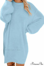 Plush Long Sleeve Crew Neck Dress