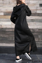 Pocketed Slit Hem Hoodie Dress