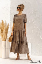 Polka Dot Plaid Print Robe Maxi Dress