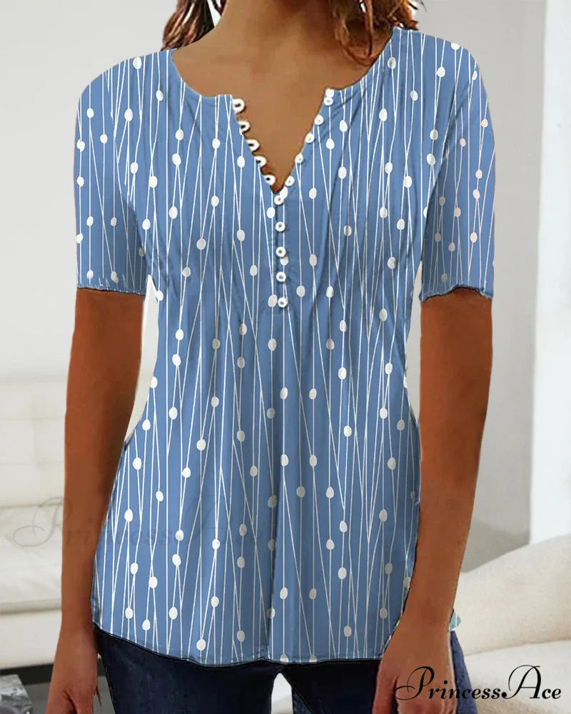 Polka Dot V-Neck T-Shirt