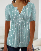 Polka Dot V-Neck T-Shirt