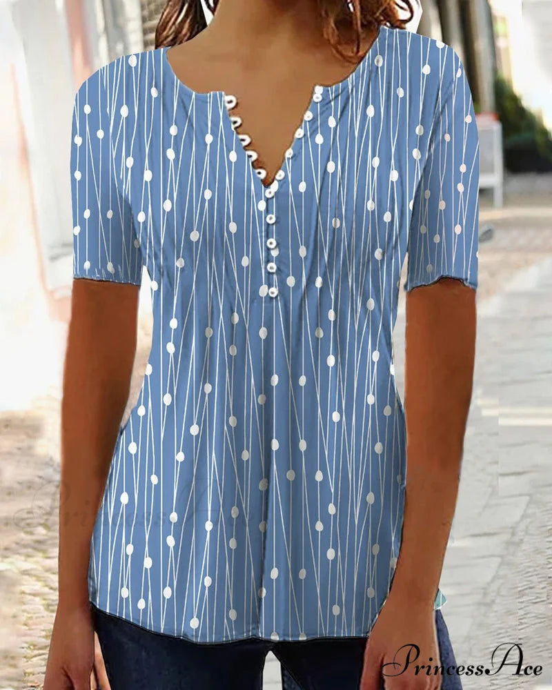 Polka Dot V-Neck T-Shirt