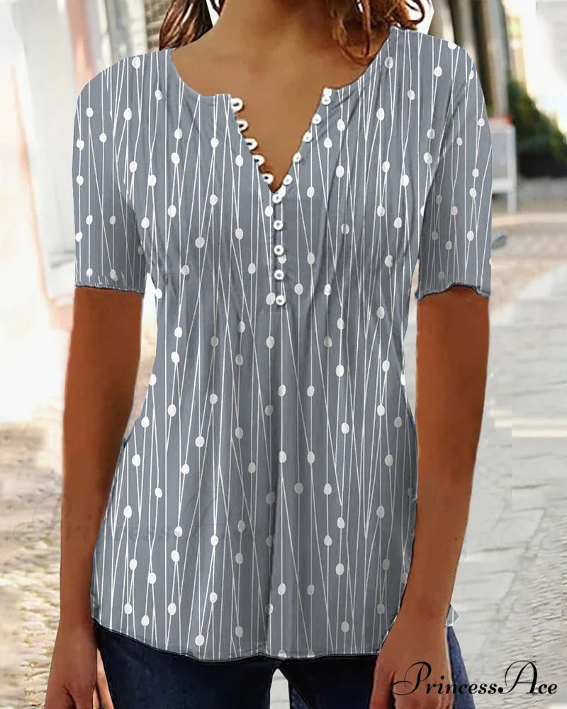 Polka Dot V-Neck T-Shirt