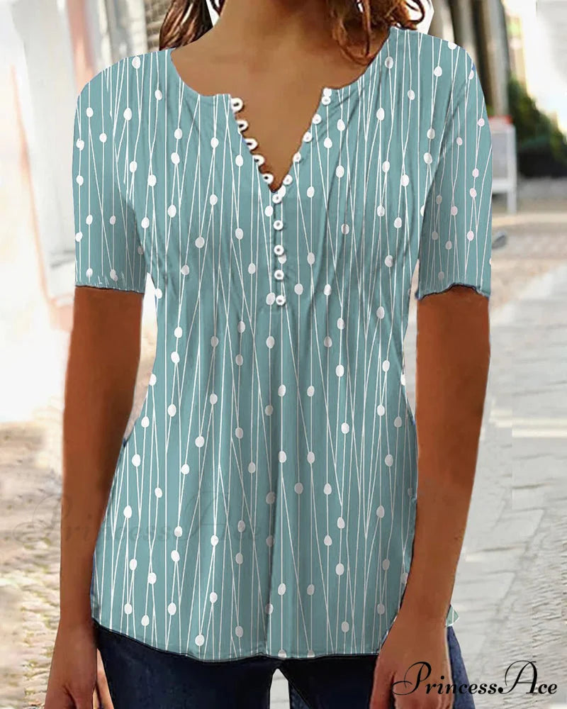 Polka Dot V-Neck T-Shirt
