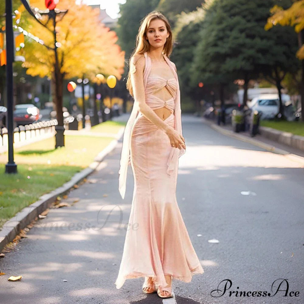 Premature Autumn Fish Tail Hollow Chiffon Prom Dress