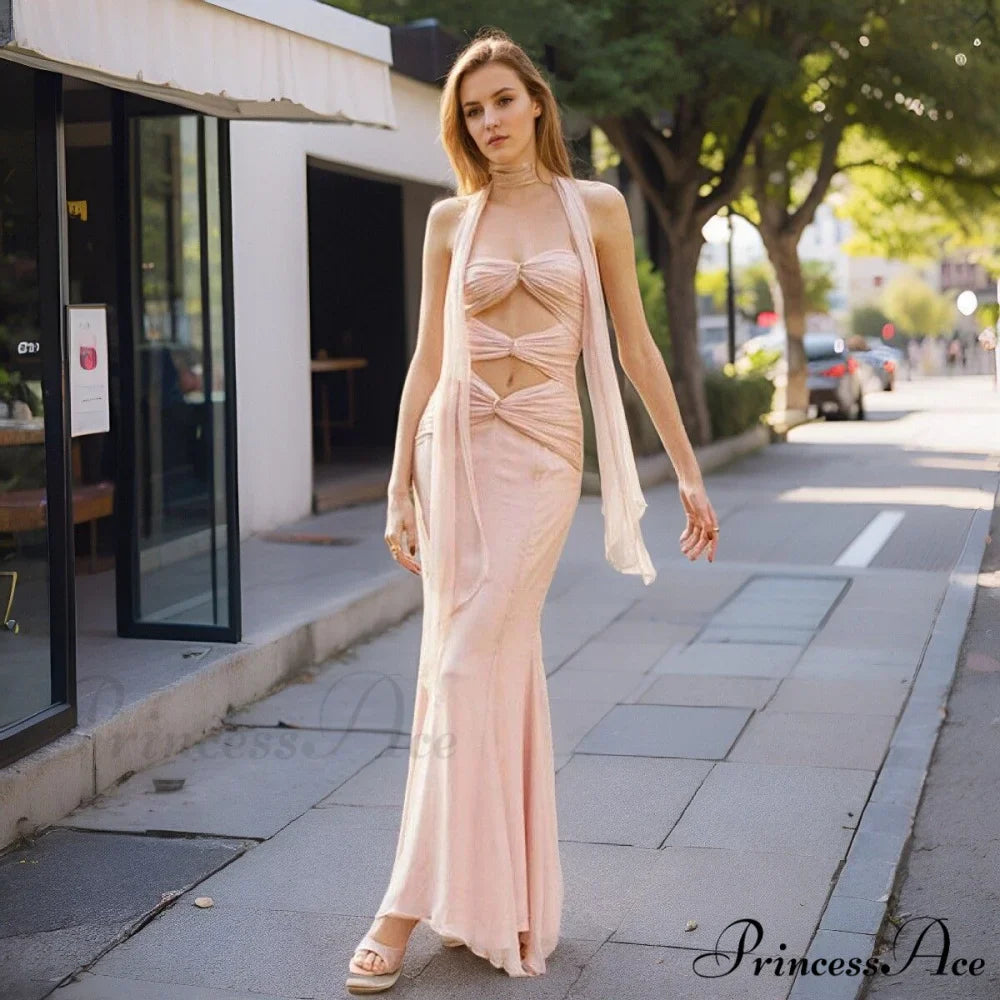 Premature Autumn Fish Tail Hollow Chiffon Prom Dress