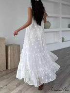 Pretty Flower Decor A-Line Graceful Layered Loose Maxi Dress