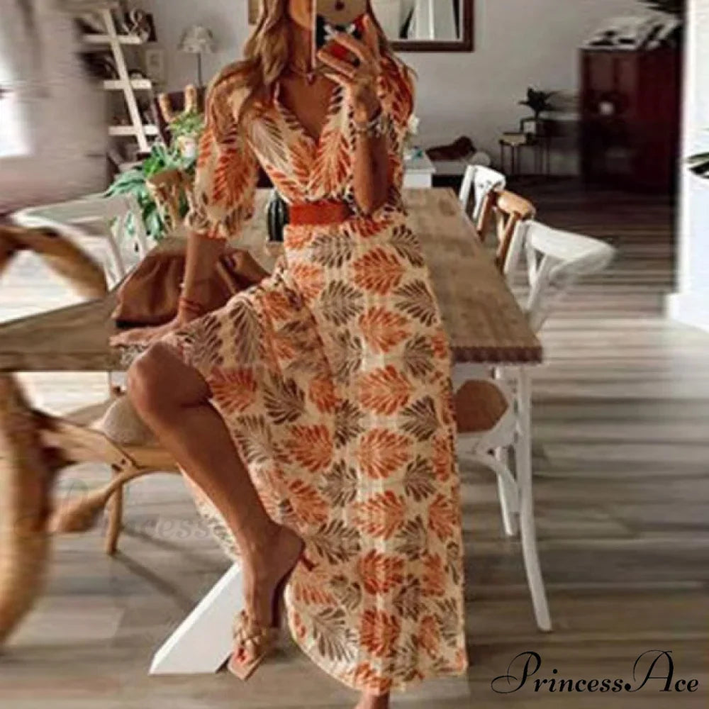 Print A-Line Boho Dress