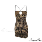 Print Backless Summer Fashion OutFits Cut Out Sleeveless Bodycon Party Floral Dress