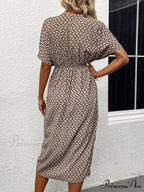 Print Batwing Sleeve Wrap Hem Dress