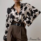 Print Button-up Informal Long Sleeve Blouse