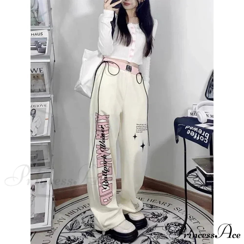 Print Correspondence Informal Straight Trousers
