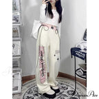 Print Correspondence Informal Straight Trousers