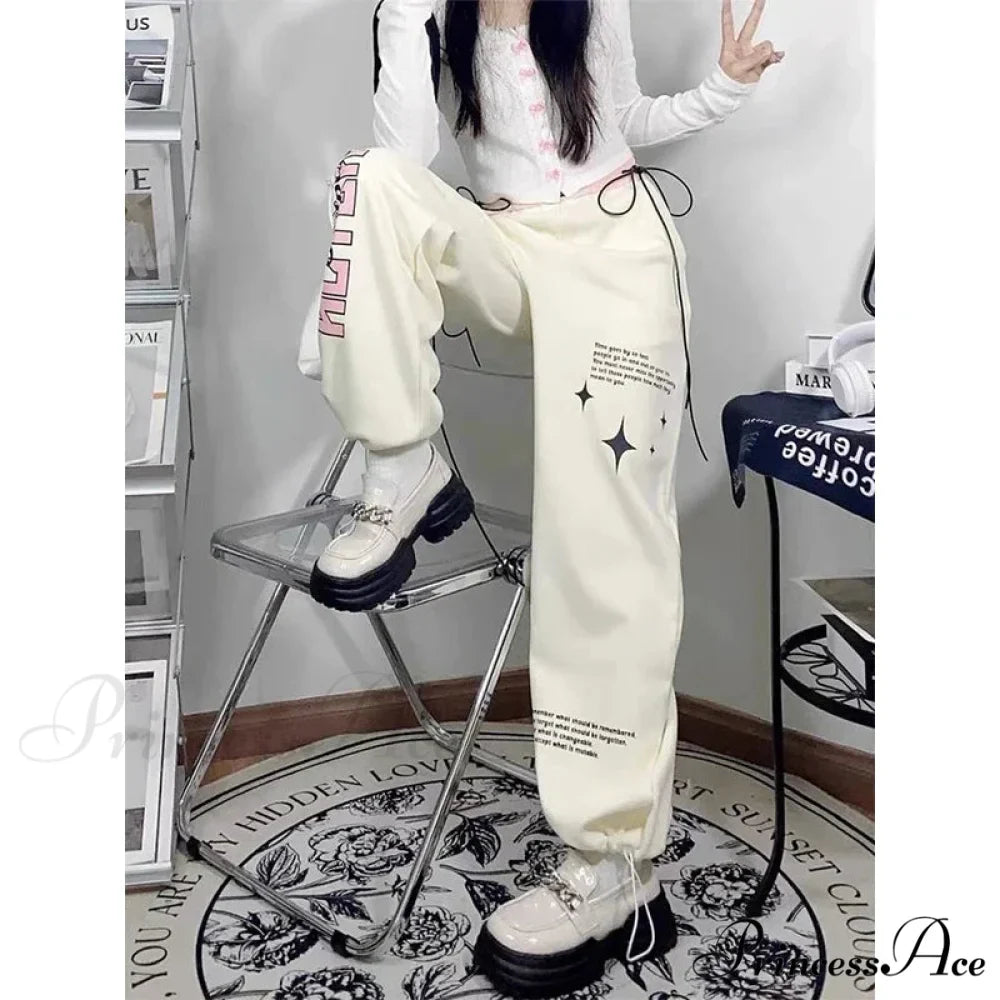 Print Correspondence Informal Straight Trousers