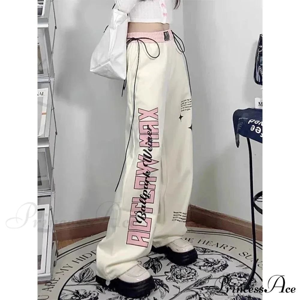 Print Correspondence Informal Straight Trousers