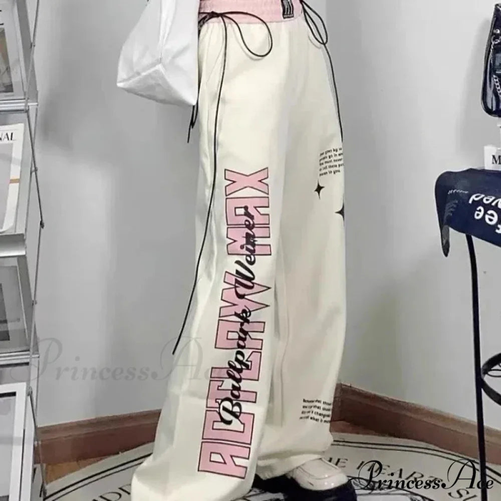 Print Correspondence Informal Straight Trousers