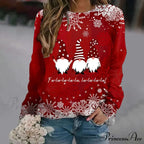 Print Crew Neck Soft Long Sleeve Casual Loose Y2K Winter Christmas Hoodie