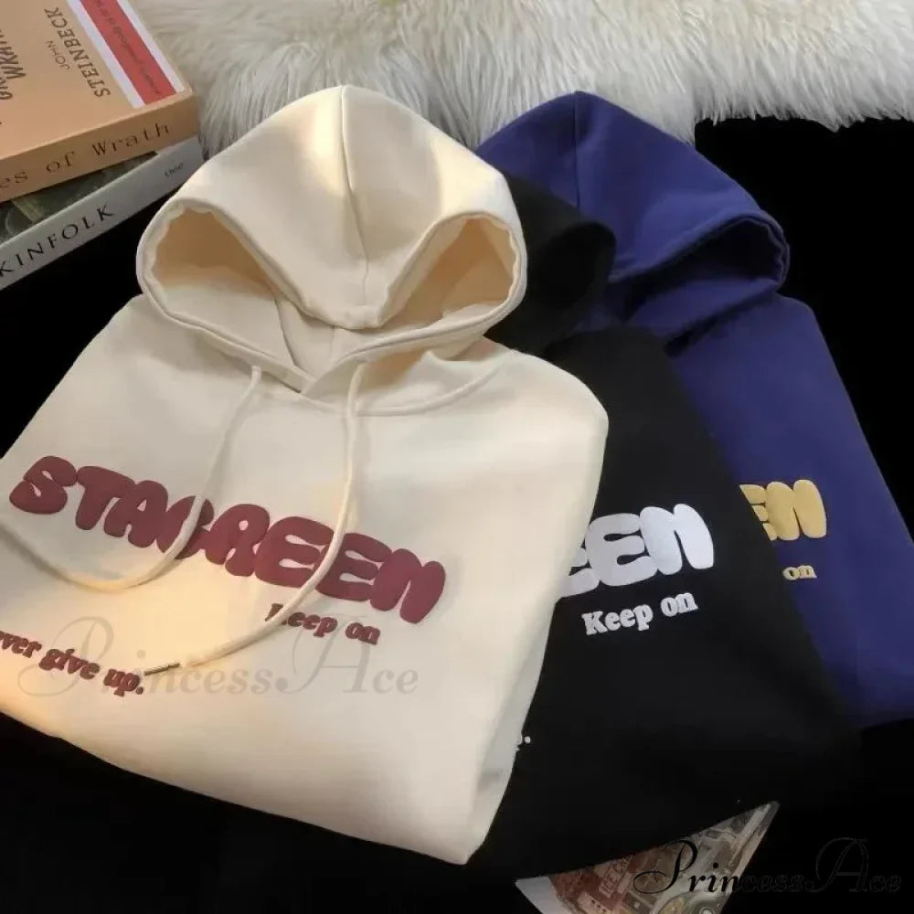 Print Fall Y2K Pocket Hoodie