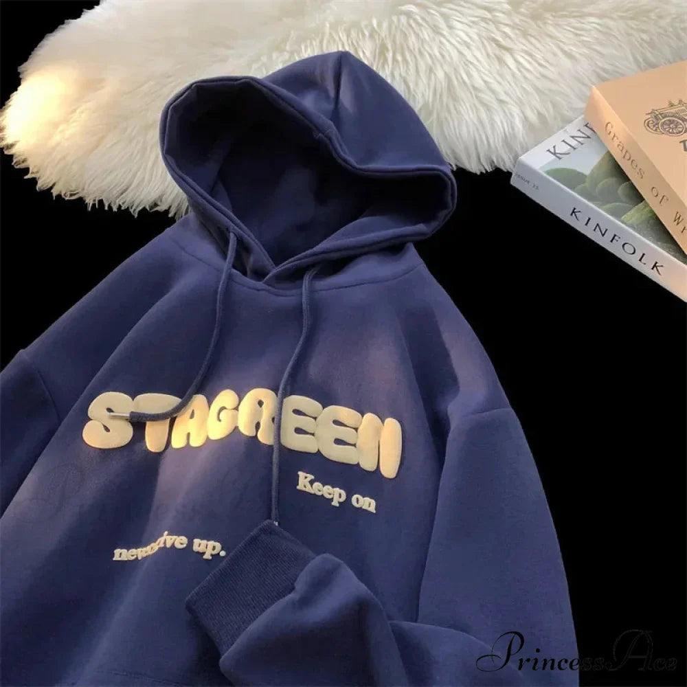 Print Fall Y2K Pocket Hoodie