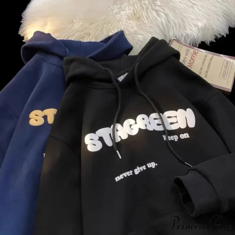 Print Fall Y2K Pocket Hoodie