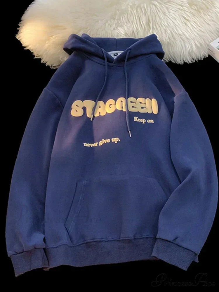 Print Fall Y2K Pocket Hoodie