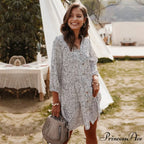 Print Mini V-neck Three Quarter Sleeve Dress