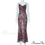 Print Sleeveless V Neck Party Club Backless Y2K Beach Sun Floral Dress