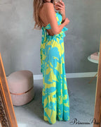 Print Strapless Backless Bandage Beach Dresses