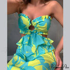 Print Strapless Backless Bandage Beach Dresses