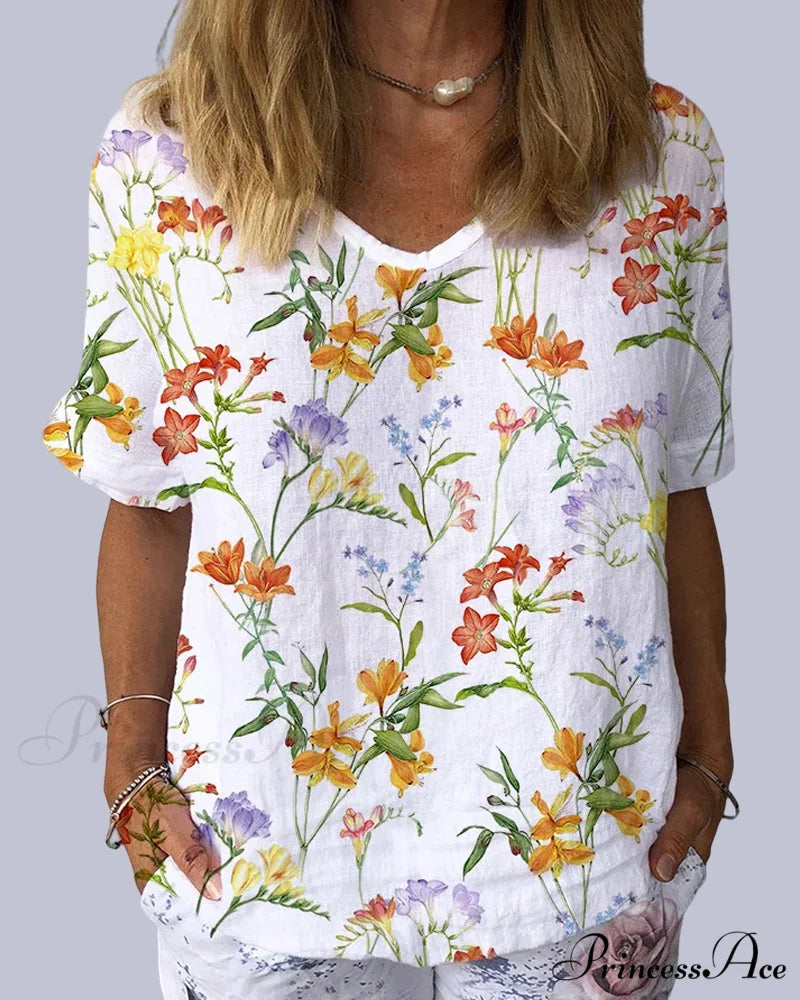 print with Flowered tee short sleeves