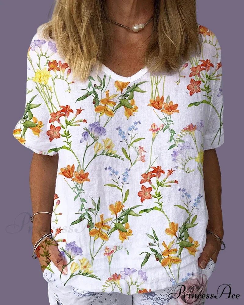 print with Flowered tee short sleeves