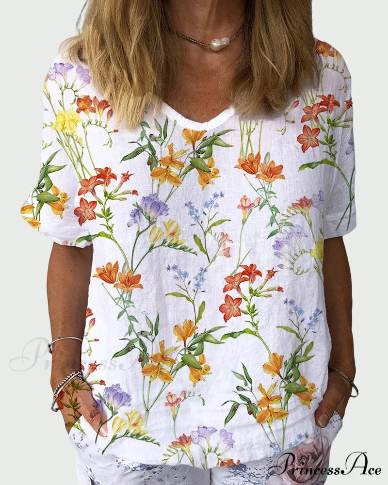 print with Flowered tee short sleeves