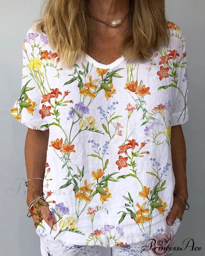 print with Flowered tee short sleeves