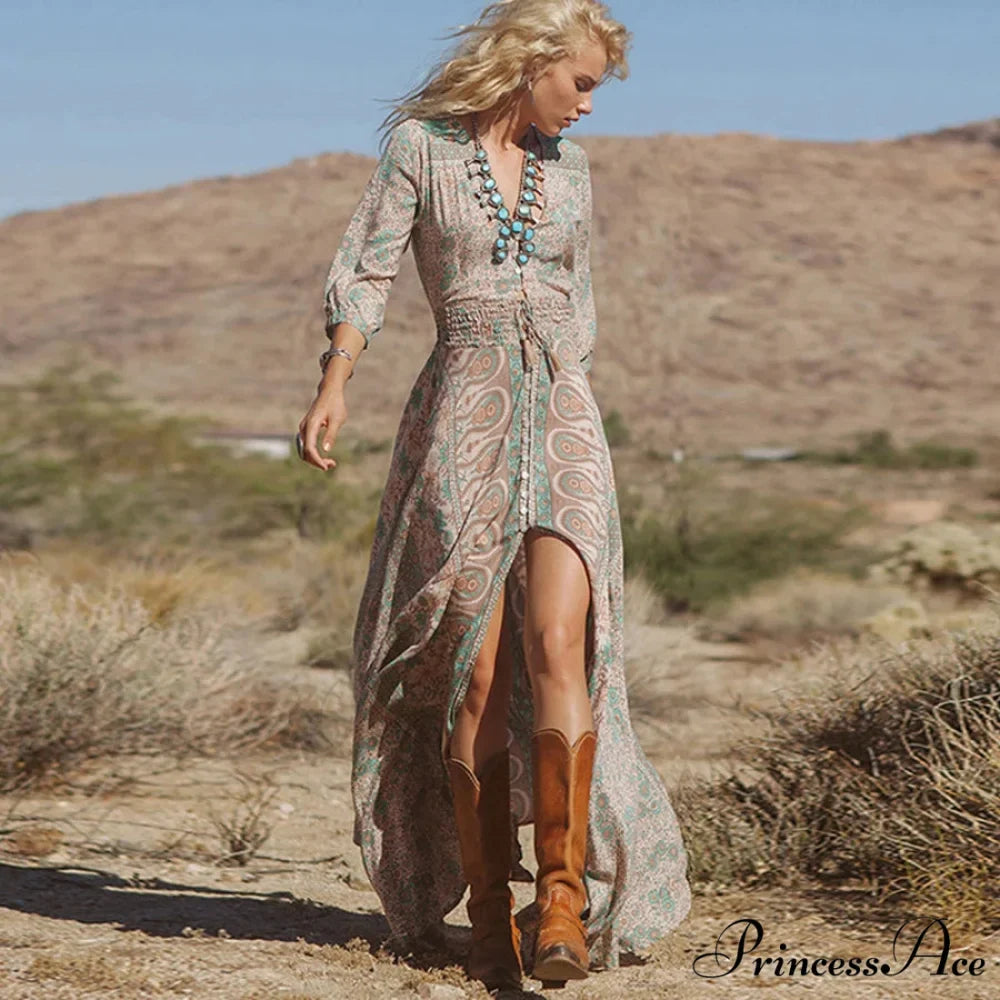 Printed Chiffon Bohemian Dress