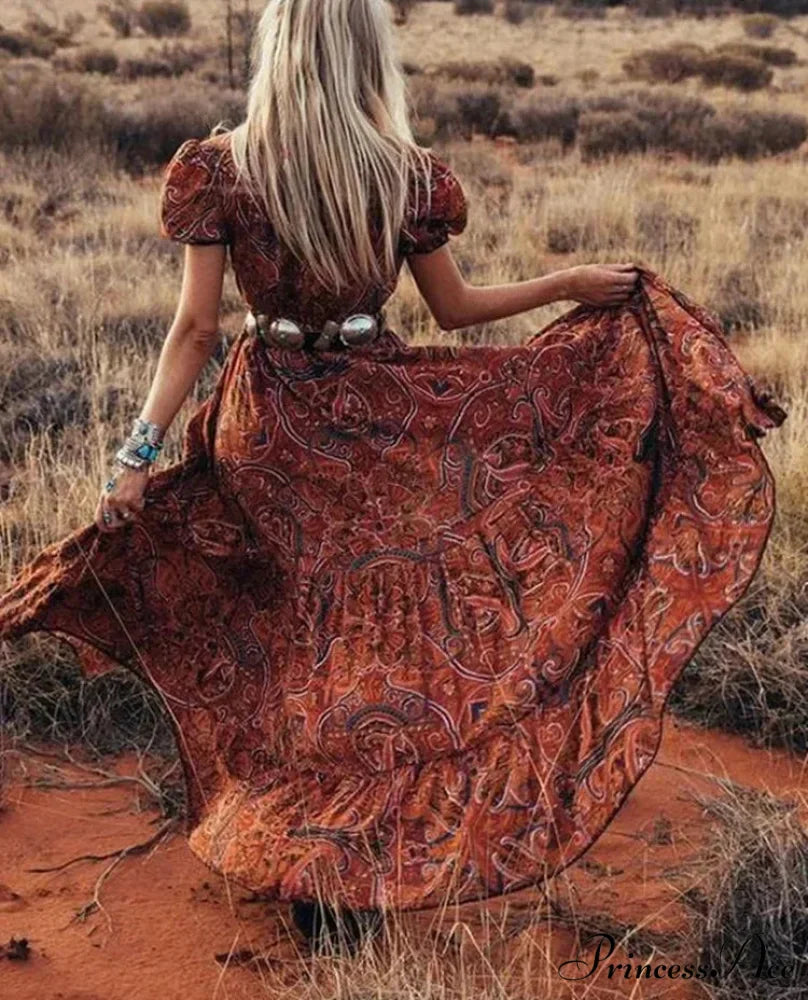 Printed Chiffon Bohemian Dress