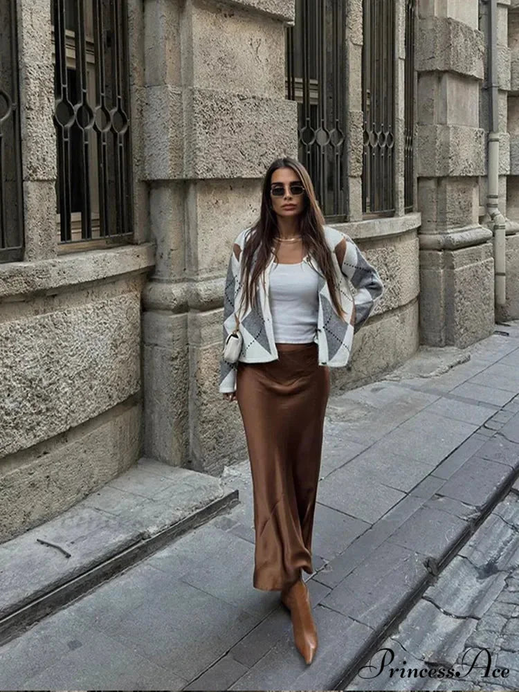 Printed Crewneck Contrasting Sweater