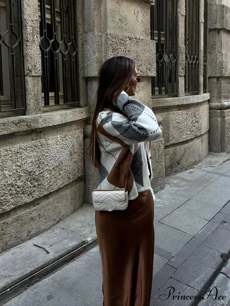 Printed Crewneck Contrasting Sweater