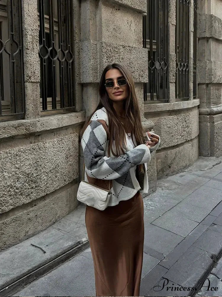 Printed Crewneck Contrasting Sweater