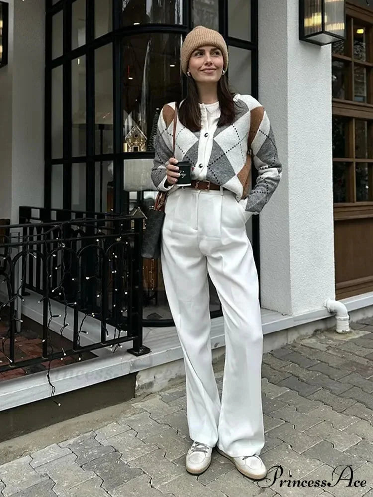 Printed Crewneck Contrasting Sweater