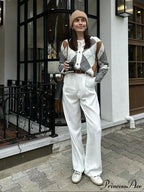 Printed Crewneck Contrasting Sweater