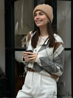 Printed Crewneck Contrasting Sweater