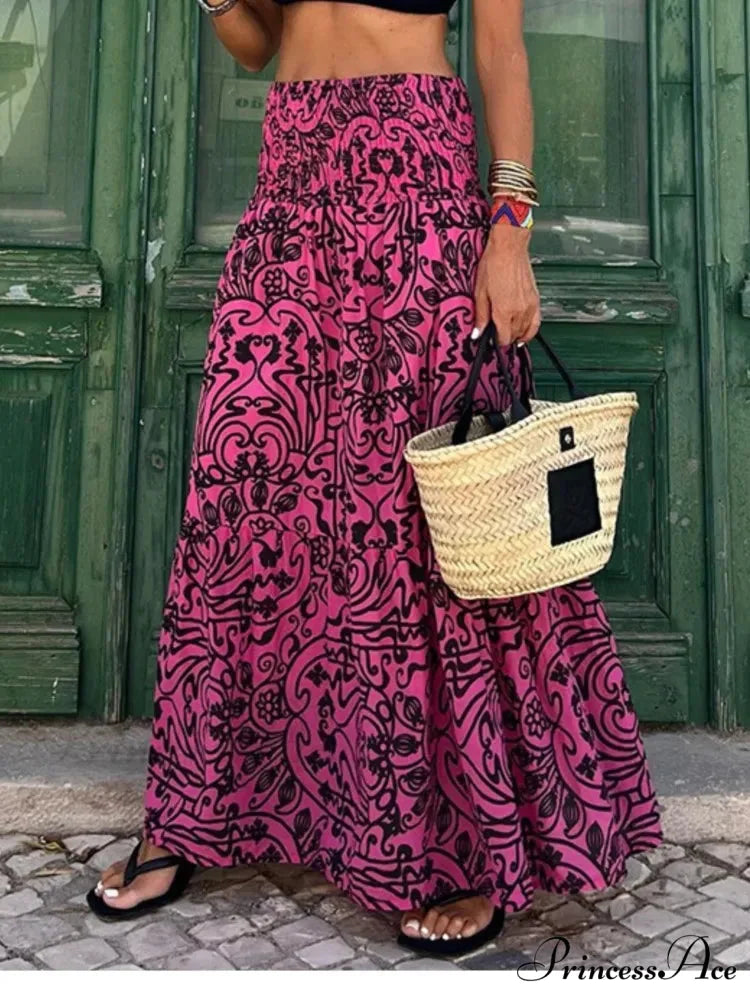 Printed Flared Beach Skirt for Summer Informal Getaway