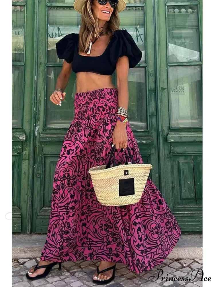 Printed Flared Beach Skirt for Summer Informal Getaway
