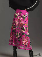 Printed Flared Skirt Flora Zipper Spring Summer Style Skirt